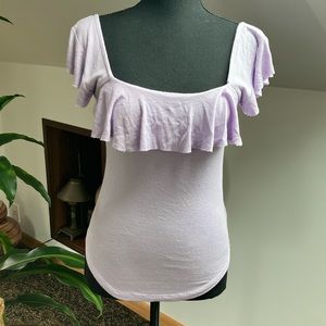 Free people lavender flutter sleeves, square neck t-shirt, women size S